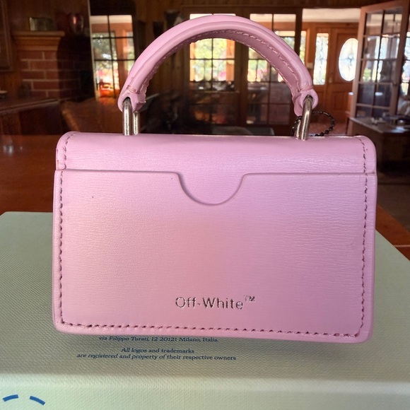 Off-White Pink Mini Top Handle Bag with Silver Logo - Picture 3 of 9